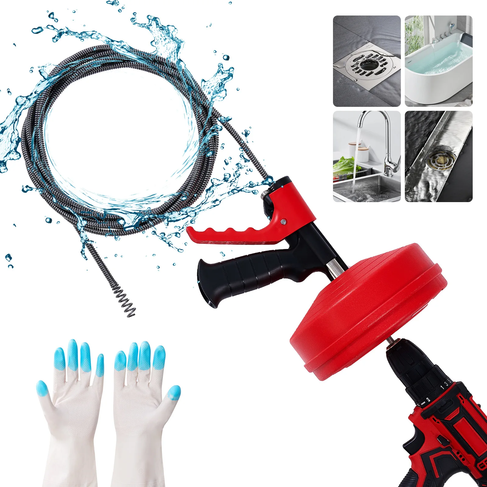 Drain Snake Flexible - Profesyonel, Esnek, Manuel/Elektrikli Tıkanıklık Açıcı Boru